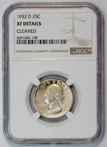 1932 D Washington Silver Quarter XF DETAILS NGC 25C US COIN - Picture 1 of 4