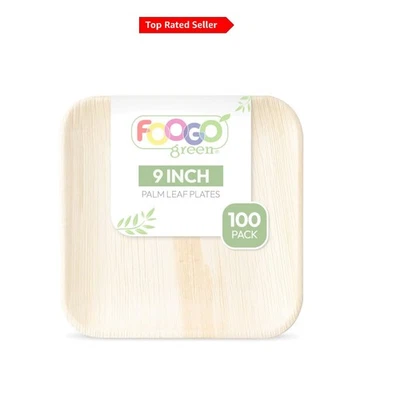 Elegant 9-Inch Biodegradable Palm Leaf Plates - 100 Pack for Events & Picnics - Image 1 of 4