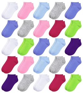 25 Pack Kids Low Cut Ankle Socks Boy Girl Athletic Socks 6-8 Years Multi3 - Picture 1 of 7