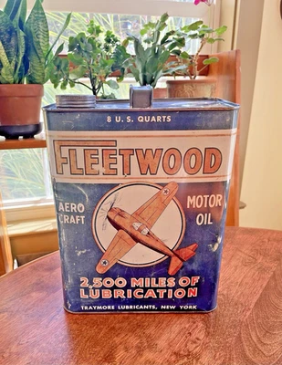 Lata de óleo de motor vintage Fleetwood (ABJ) - Imagem 1 de 4