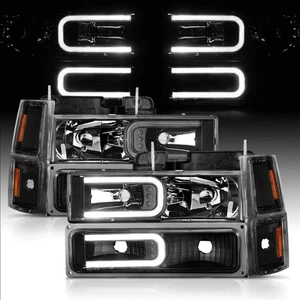 Gruppo Faro Led 1988-1998 Chevy Pickup Camion C/K Lampadina Alogena Parcheggio Cor - Foto 1 di 15