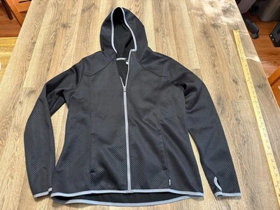 Sudadera con Capucha AVIA, Para Mujer Talla Grande, Gris Negro, Cremallera Completa, Manga Larga Foto 1 de 4