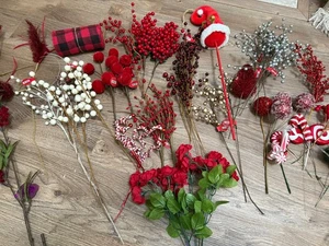 Großes Set 50 Weihnachten Blumen Plektren Karo Jute Band - Bild 1 von 13