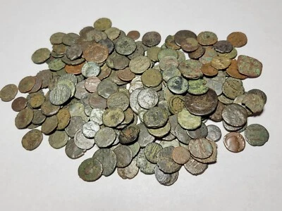LOT OF 100 ANCIENT ROMAN & BYZANTINE BRONZE COINS - 1500+ YEARS FREE SHIPPING - Image 1 of 3