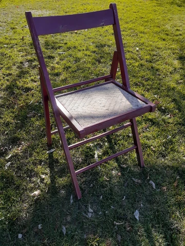 Vintage Mid century wooden folding chair Red Cover
