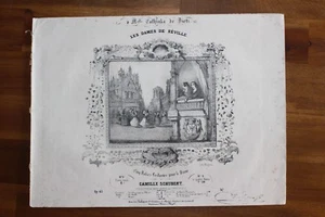 ✒ ca.1840 Camille SCHUBERT Les dames de Séville valses - partition gravée piano - Imagen 1 de 2