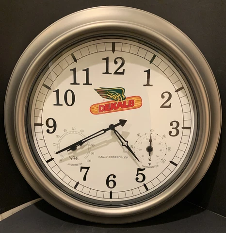 Dekalb Logo 18" Wall Clock Thermometer Hygrometer Farming Corn Seeds Advertising Cover