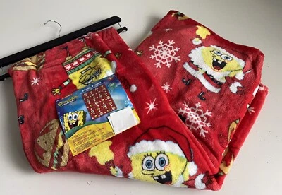 SpongeBob SquarePants In Santa Suit Christmas Blanket Throw Crabby Patty 50 X 70 - Image 1 of 4