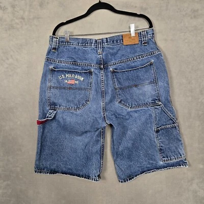 Polo de colección EE. UU. Assn. Pantalones Cortos Jean Sueltos Para Hombre 36 Azul Carpintero Pantalones Cortos Desgastados Y2K Foto 1 de 4