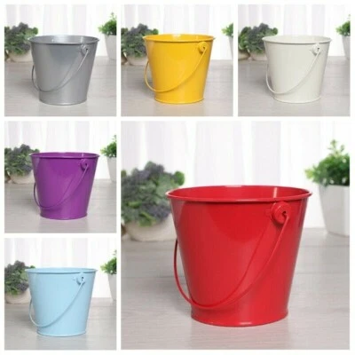 4x Mini Metall Blumentöpfe Garten Eimer Pflanzgefäß Geschenk Verschiedene Farben - Bild 1 von 4