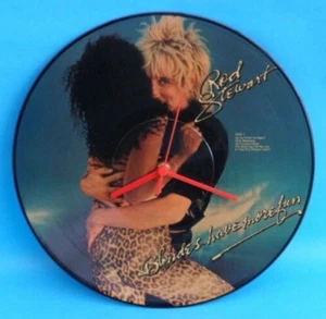 ROD STEWART CLOCK Upcycled Vinyl Hit Record Picture Disc SN12P050 12" Wall CLOCK - Picture 1 of 7
