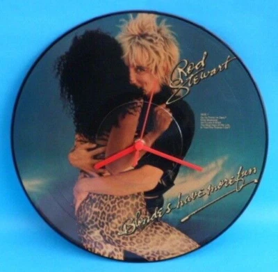 ROD STEWART CLOCK Upcycled Vinyl Hit Record Picture Disc SN12P050 12" Wall CLOCK - Image 1 of 4