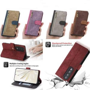 Skin Feel Zip Wallet Case Phone Case Cover for OnePlus 12 11 9 8T Nord N200 N100 - Picture 1 of 17