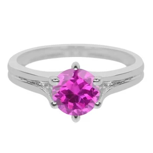 1,62 Karat Runden Form 100% Natürlich Rosa Turmalin Ring Im 925 Sterling Silber - Bild 1 von 4