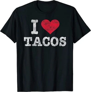 NEW LIMITED Trendy Vintage I Love Tacos Gift T-Shirt - Picture 1 of 12