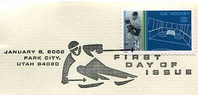 Winter Sports--Ice Hockey-2002-1st day issue-Golden Replica - Image 1 of 3