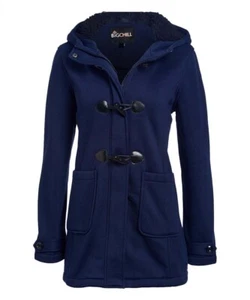 Ladies NAVY Toggle Winter Coat-Fur Lined Hood -2 Large Front Pockets-NEW- XL - Picture 1 of 2