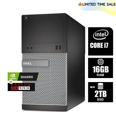 DELL Desktop Computer PC i7, 16GB RAM, Up to2TB SSD NVIDIA Windows 10/11, WiFi - Image 1 of 4