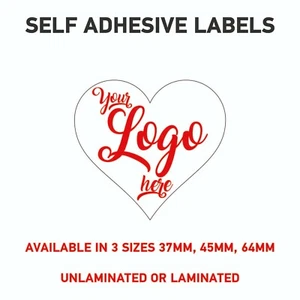 LOGO Printed Heart Stickers, Personalised Stickers - Company Name Labels Flower - Picture 1 of 6