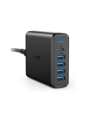 Anker 60W 5-Port Desktop Charger with One 30W Power Delivery Port for phone pad - image 1 of 4