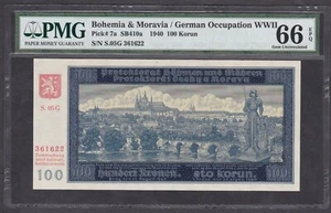 [PMG-66 EPQ] 1940 Bohemia & Moravia 100 Korun P-7a S.05G-361622 - Picture 1 of 2