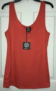 New BOBEAU Double Layer Front Basic Tank Top Stretch Rayon L Orange NWT - Picture 1 of 6