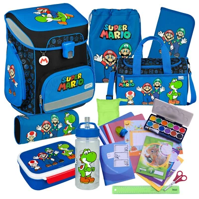Scooli Schulranzen SUPER MARIO 21 Teile-Set mit Sporttasche Flasche & v. Zubehör