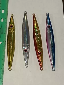 Set Of 4 200 Gram Slow Pitch Fast Fall Jig Fishing Lure Tuna Mahi Big Game Fish - Picture 1 of 10
