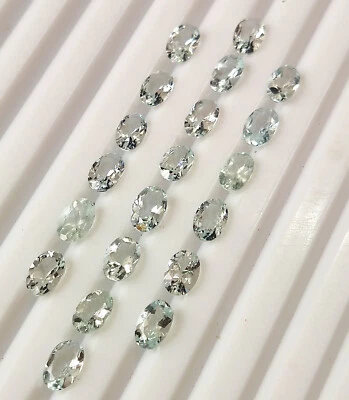 Natural Light Blue Aquamarine 6X4 mm Oval Faceted Untreated Gemstone 15 Pieces - Image 1 of 4