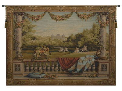 Chateau Bellevue French Woven Tapestry-Exquisite Verdure Landscape & Lake Design - Image 1 of 4
