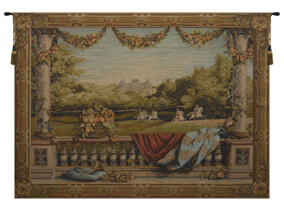 Chateau Bellevue French Woven Tapestry-Exquisite Verdure Landscape & Lake Design - Image 1 of 4