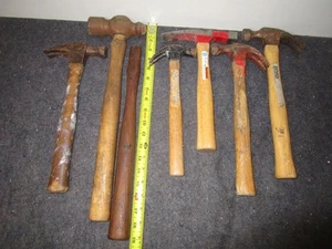 lot of (6) vintage hammers & (1) extra handle old tools - Picture 1 of 5