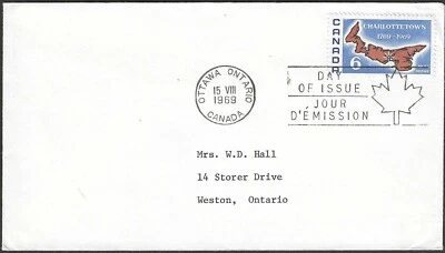 🍁Canada  #499   "PRINCE EDWARD ISLAND"      Fine Used 1969 First Day Cover - Image 1 of 2