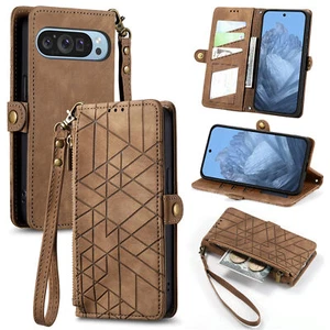 For Google Pixel 9 Sharp Aquos R10 Zipper Stand Wallet Leather Phone Case Cover - Picture 1 of 53