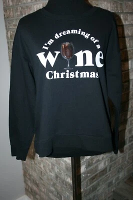 Fifth Sun Mujer I'm Dreaming of a Wine Navidad Sudadera Negra Talla S Foto 1 de 4