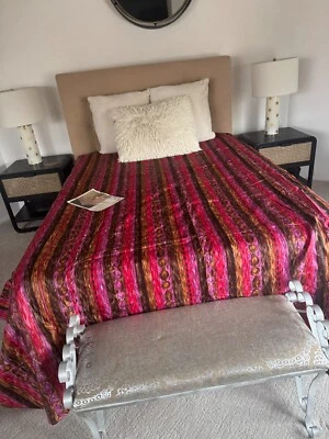 Vintage Bedspread Full Queen MCM 1960s USA Red Brown Purple Psychedelic NEW NOS - Image 1 of 4