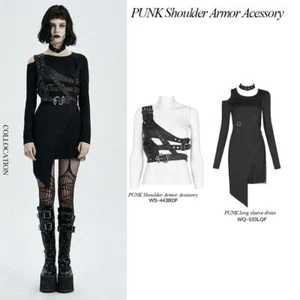 Punk Rave Gothic Women's Black off Shoulder Straps Corset Top Fashion Short Tops - Picture 1 of 24