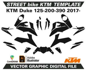 KTM DUKE 125-200-390 2017 Template Vector Format Ai CDR EPS PDF M204 - Foto 1 di 2