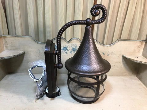 New Gothic Medieval Witch Hat Cottage Style Bronze Lantern Sconce Indoor/Outdoor Cover