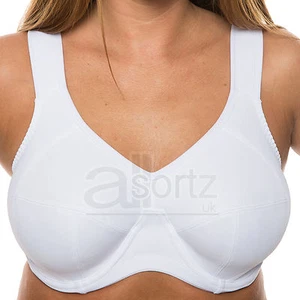 Ladies Sports Bra High Impact White Plus Size Underwired Unpadded Womens UK New - Picture 1 of 8