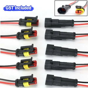 5 Set 2 Pin Waterproof Car Electrical Wire Sealed Connector Plug Cable 12V Kit - Picture 1 of 7