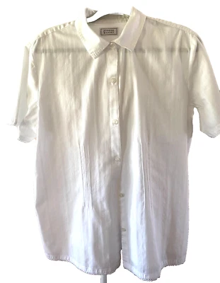 Jennifer Moore White Short Sleeve Crisp Textured Blouse  Embroidery Lace Trim LG - Изображение 1 из 4