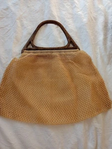 Vintage string bag boho chic nylon plastic handles - Picture 1 of 6