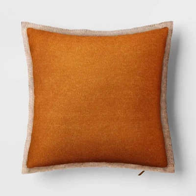 The Cozy Collection Cozy Faux Cashmere Knit Square Throw Pillow Camel- Threshold - Image 1 of 4