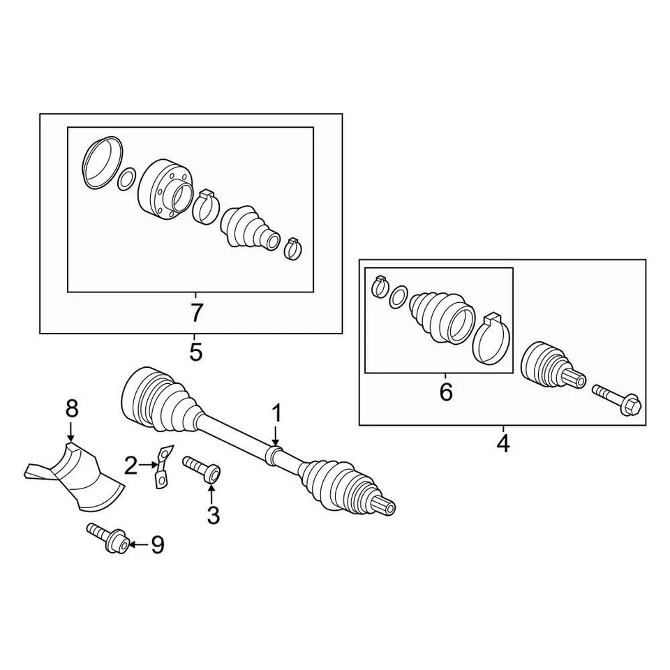 For Audi Q5 2009-2017 Audi Front Inner CV Joint Kit Foto 1 de 4