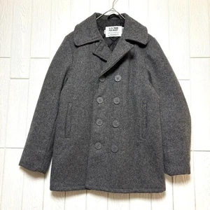 Schott 740N Pea Coat Gray Wool Size 38 Made in USA Heavy Melton - Picture 1 of 16
