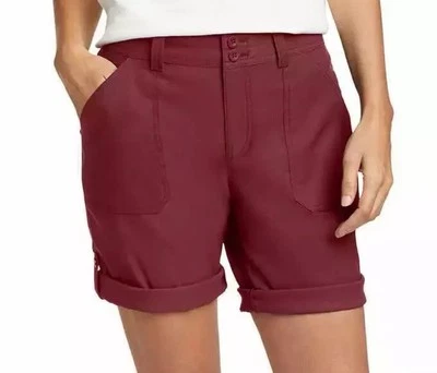 Bermudas para mujer Eddie Bauer dobladillo enrollado rojo borgoña talla 16 nuevas con etiquetas Foto 1 de 4