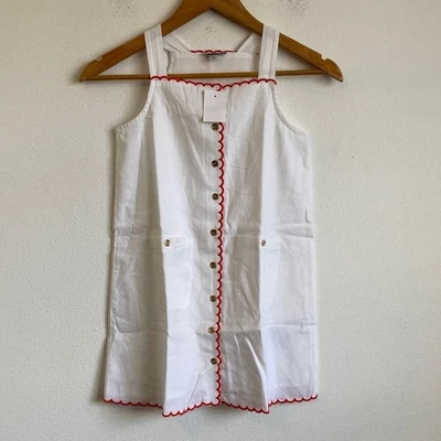 Vestido de fuegos artificiales para niñas J Crew en mezcla de lino y algodón talla 8 blanco Foto 1 de 4