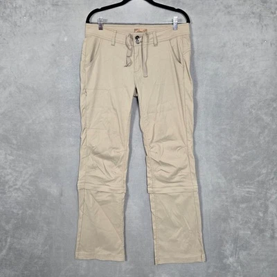 Pantalones PrAna Halle Mujer Talla 10 Caqui Beige Convertible Cremallera Capri Foto 1 de 4