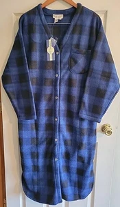 Vintage Comfort Clothes Women's Full Length Robe Blue & Black Checkered M NWT - Picture 1 of 13